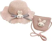 [Generic] Girls Winter Hat Children Girls Cartoon Flower Sunshade Hat Straw Beach Sun Hat Straw Bag Kids Summer Accessories Running Hat for Kids