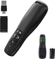 Wireless Pointer Tool, Remote Control Presenter, PPT Slide Advancer Black User-Friendly Design/Reliable Long-Range Connectivity for Long Lectures and Teaching Training Meeting