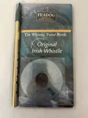 Feadog Brass Irish Tin Whistle Key of D with Book & CD Pack Made in Ireland NEW