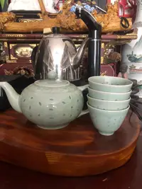 在飛比找樂天市場購物網優惠-日本回流龍泉青瓷玲瓏茶具老龍泉青瓷