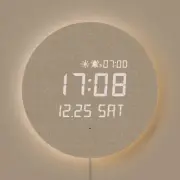 Full Moon LED Silent Wooden Digital Wall Clock with Remote Control Backlight...