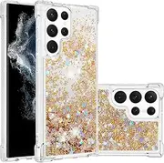 Silicone Phone Case für Galaxy S23 Ultra Glitter, Bling Liquid Floating Case Soft TPU Bumper Cover Transparent Rubber Protective Shell Scratch Slim Back Case Compatible with Samsung Galaxy S23 Ultra