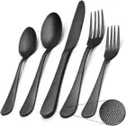 Matte Black Silverware Set, Satin Finish 20-Piece Stainless Steel Flatware