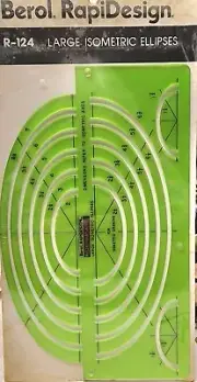 New Berol RapiDesign R-124 Large Isometric Ellipses Template Stencil