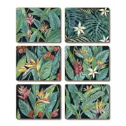 Country Kitchen Tropical Midnight Cinnamon Cork Backed Drink Coasters Set 6