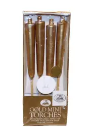 Boston Warehouse Gold Glam Mini Torch Candles Outdoor Patio Torches - Sealed Pkg