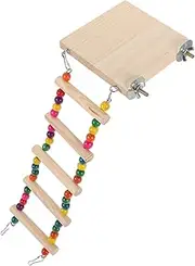 Yardwe Bird Ladder Parakeet Training Ladder Toy with Platform Bird Climbing Ladder Wood Parrot Ladder