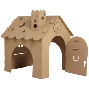 爆款推薦兒童瓦楞紙箱房子紙板城堡可涂鴉diy幼兒園玩具屋室內帳篷游戲屋-