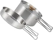 TOBBOMEY 1 Set Professional Folding Camping Frying Pan Portable Cooking Pot with Comfortable Handle Durable Wear Resistant Cookware for Outdoor Adventures for Hiking Camping and Picnics