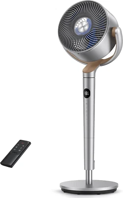Standing Fan, 120°+120°Omni-Directional Oscillating Fan for Bedroom, 80 Ft Circu