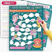 Sleep Reward Charts for Children - Cute Seahorse - Bedtime Routine Chart for Kids for Sleeping in Own Bedroom - Toddler Routine Chart with Stickers - Activity Trackers for Girls - by Central 23