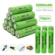 16PCS Rechargeable 3000mAH HIGH CAPACITY Battery 1.5-1.6V AA & AAA Batteries