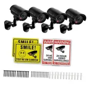 4 Packs Fake Security Camera with No Trespassing Signs Smile You're On Camera