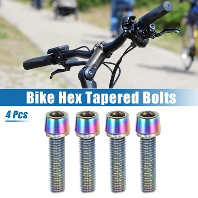 4pcs Tapered Bolts Screws for Bike Bicycle Stem M5x20mm Steel Assorted Color