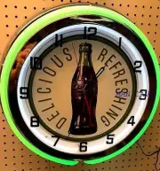 18" Delicious and Refreshing Coke Bottle Sign Double Neon Clock Coca-Cola