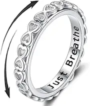 [SOLOLIKE] Anxiety Ring for Women: Sterling Silver Fidget Jewelry Spinner Band Rings for Girls Stackable Spinning Rings Anti Stress Relief Band Jewelry Gifts