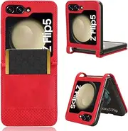 Anti-Fall Business Simplicity Phone Case Compatible with Samsung Galaxy Z Flip5 Flip 5 SM-F731B Phone Cover Solid Color Scratch Proof Phone Shell (Red,Samsung Z Flip5)