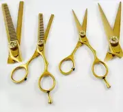 5.5"Professional Hairdressing Cutting Thinning Scissors Shears Barber Gold Set