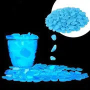Glow in The Dark Pebbles 500pcs Blue Glow Stones Rocks Luminous Pebbles for Fish Tank Outdoor Decor Garden Lawn Yard Aquarium Walkway