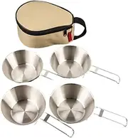 JSEIAJB Outdoor Atainless Steel Snow Bowl Camping Tableware Set Portable Foldable Picnic Barbecue Bowl 4 Sets Outdoor Tableware