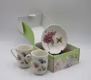 Butterfly Meadow 6 Piece Tidbit Plate Set with Mug Cup 2pcs