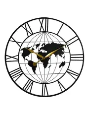 [Yezi] World Map Modern Big Roman Wall Clock 60cm in Black