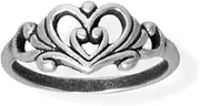 [JewelryWeb] 925 Sterling Silver Double Love Heart and Swirl Design Ring Oxidized Tapers From 8.5mm to 1.7mm Size 10 Statement-Ring for Women