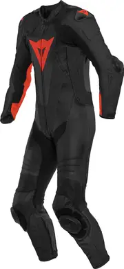 Dainese Laguna Seca 5, leather suit 1pcs. perforated , color: Black/Neon-Red , size: 60