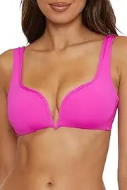 [BECCA] Women's Standard Color Code V-Wire Bikini Top, Adjustable, Tie Back, Swimwear Separates