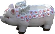 Large Pig Planter Cute Animal Flowerpot, Rustic Flying Pig Statue Farmhouse Animal Sculpture Country Home Decor