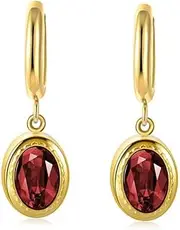 [Nvzi] c suitable for men and women, set with zircon earrings, stainless steel gold-plated earrings, oval pendant, titanium steel earrings, earrings (red), 0.7*2.5cm/0.3*1in, 01, No Gemstone