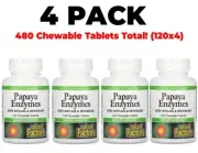 Papaya Enzymes with Amylase & Bromelain, 4 PACK, 120 Chewable Tablets 480 total!