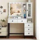 Bedroom Dressing Table Vanity Set Make up Desk with Hollywood LED Lighted Mirror