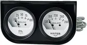 Autometer Gauge Console, Autogage, Oil Pressure/Water Temp., 2 in., 100psi/280 Degrees F, White Dial, Black Bezel, Kit