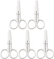 Lurrose Pack of 5 Small Scissors with Hood Children's Supply Household Student Scissors Children's Care Art Scissors for Household Manual Accessories Paper Scissors Student Plastic White