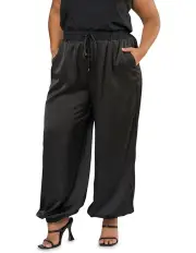 [Sunday in the City] No Diggity Satin Jogger Pant in Black