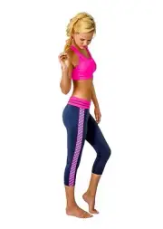 NWT Devon Maryn Women's Stripe Down Pink Navy White Yoga Workout Pants XS