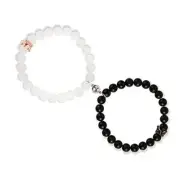 Matching Bracelets- Magnetic Couples Bracelets Matte Black Agate&White Marble