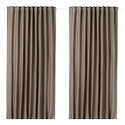 VILBORG room darkening curtains, 1 pair, dark grey-beige/with heading tape, 145x250 cm