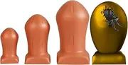 Extra Large Anal Plugs Anal Beads with Suction Cup 3 Sizes Anal Dildo Thick Large Vaginal Anus Dilator Sex Toy For Women and Men(Gold,M)
