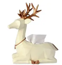 在飛比找Yahoo!奇摩拍賣優惠-9268c 歐式 好品質 大款 歐風白色糜鹿動物面紙盒衛生紙
