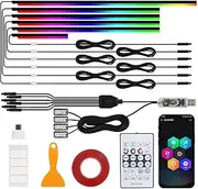 Dynamic RGB Interior Light Kit, 6 Light Strips Kit, Adjustable Brightness, Access Over 16 Million Colors and 213 Dynamic Modes, Suitable for Most Models (Type B: 6 Lights + 4 Footlights - 43.3 inches)