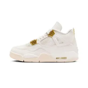 【NIKE 耐吉】AIR JORDAN 4 SAIL METALLIC GOLD 米白 女款 男生 喬丹 四代 白金(AQ9129-170)