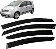 Side Window Wind Deflectors Visors Black Rain Guard Door Visor Vent Shades Dark Smoke Ventvisor Compatible with Nissan Note E12 2005-2015