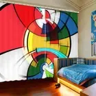 Great Color Mosaic Art 3D Blockout Photo Print Curtain Fabric Curtains Window