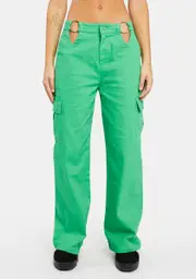[Bailey Rose] Green O-Ring Cut Out Cargo Pants