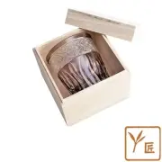 NEW Kiriko glass in paulownia wood box old glass purple stylish chrysanthemum