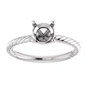 14K Gold Round Cut Solitaire Ring Setting Classic Rope Style Ring Mounting