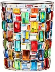 Hand Painted Stained Glass Whiskey Tumblers,Lead-Free Crystal Colorful Glass Wine Glasses Old Fashioned Glasses for Drinking Bourbon, Scotch Whisky, Cocktails, Cognac - Fathers Day Gift (Weave)