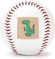BVNMT Leather Cute Cartoon Dinosaur Printed Baseball Suitable for Children and Teenagers of All Ages Graduation Birthday 2.8 * 2.8 in